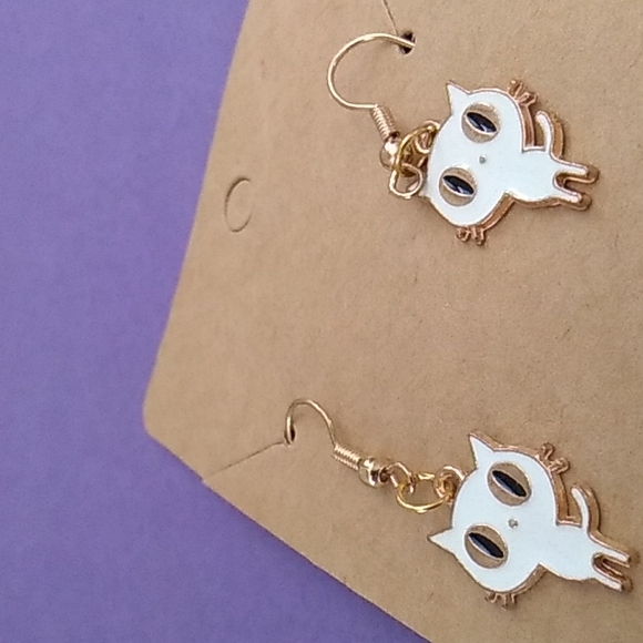 Cat earrings gold tone - Picture 3 of 3